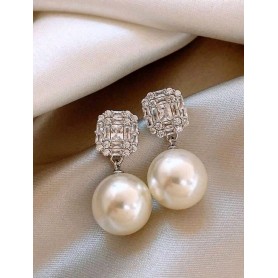 Elegant Pearl and Zirconia Earrings