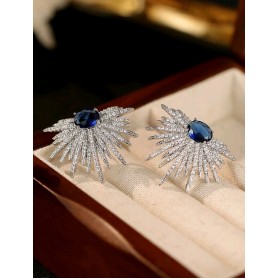 Luxury Royal Blue Gem Star Fall Earrings