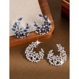 Royal Flower Spiral Zirconia Stud Earrings