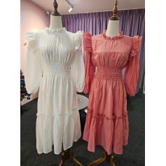 Long Sleeve Gathered Waist Isabella Dress