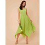Pleated Asymmetrical Hem Dress