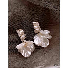 French White Petal Earrings