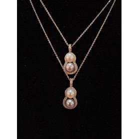 Auspicious Freshwater Pearls Silver Fu Luo Pendant Necklace