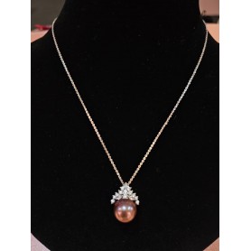 Crown Natural Deep Purple Pearl Pendant Necklace