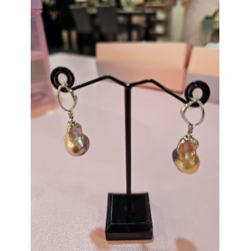 Golden Baroque Pearl Earrings