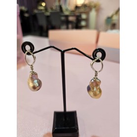 Golden Baroque Pearl Earrings
