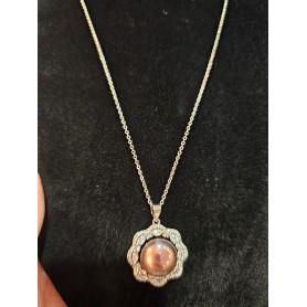 Lace Flower Emperial Natural Pearl Pendant Necklace