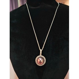 Sunflower Emperial Natural Purple Pearl Pendant Necklace