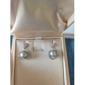 Swirling Zircon Blue Pearls Earrings