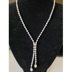 Y-Clasp Multiwear White Pearl Necklace