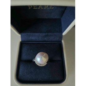 Classic Swirl Elegant White Pearl Ring