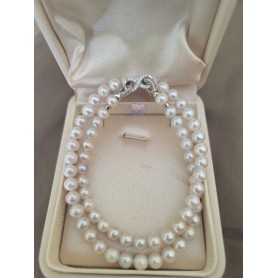 Eternity Crystal Clasp Natural White Pearl Necklace