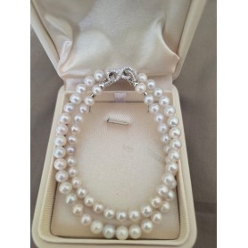 Eternity Crystal Clasp Natural White Pearl Necklace