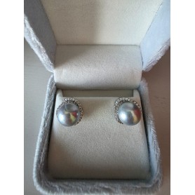 Swirling Design Natural White Pearl Earrings