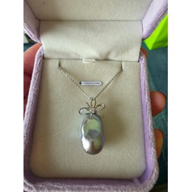 Natural Blue Baroque Pearl Pendant Necklace