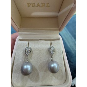 Natural Blue Pearl Teardrop Diamond Design Earrings
