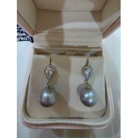 Natural Blue Pearl Teardrop Diamond Design Earrings