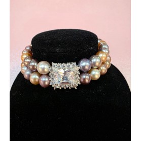 Candy 2-strand Princess Cut Pearl Bracelet
