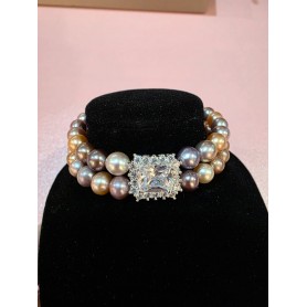 Candy 2-strand Princess Cut Pearl Bracelet