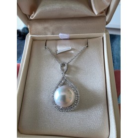 Magnificent Teardrop White Pearl Pendant Necklace