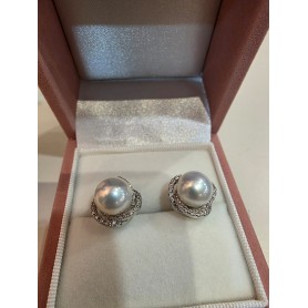 Swirling Design Natural Blue Pearl Earrings
