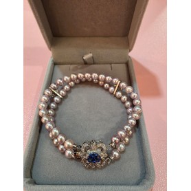 2-Strand Shiny Destiny Star Diamond Lilac Pearl Bracelet