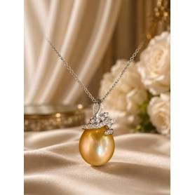Royal Golden South Sea Pearl Pendant Necklace