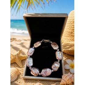 Opaque Pearls Bracelet with Gold Lining