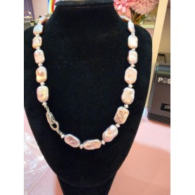 Opaque Pearl Necklace with Gold lining