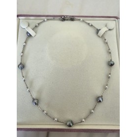 Starry Night Seawater Blue Akoya Necklace