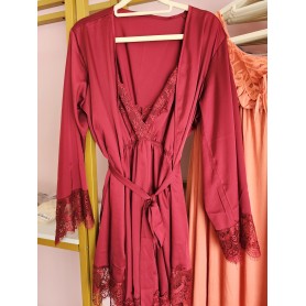 Sexy Lace Satin Night Dress with Robe 05