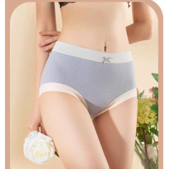 Mid Waist Ribbon Cotton Panties 680604