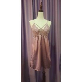 Lace Crisscross Front Satin Nightdress 14