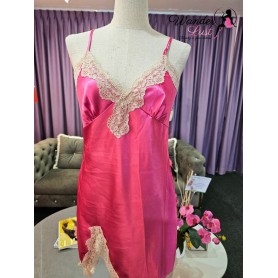 Pink Satin Lace Nightdress 19