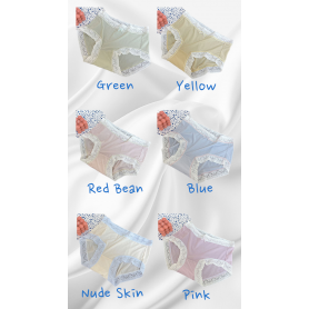 Sweet Ribbon Lace Ice Silk Mid Waist Panties