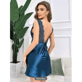 Lace Tie Back Satin Nightdress
